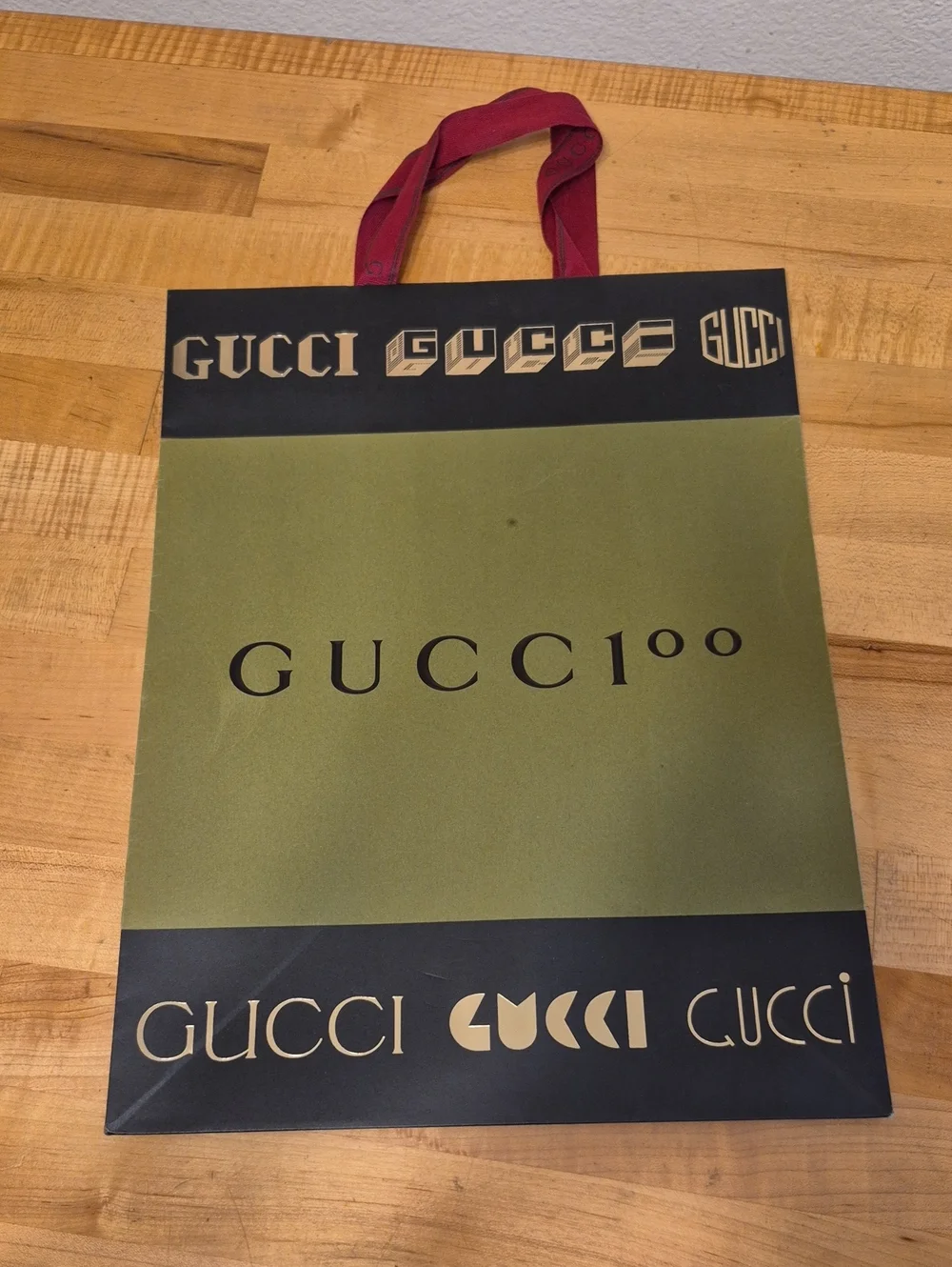 Gucci Green Black Gold & Red Paper Gift Bag